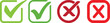 © MR Vector Store - Check mark icon button set. Check box icon with right and wrong buttons and yes or no checkmark icons in green tick box and red cross.Green Tick and Confirm Icon set Vector Design.