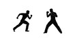 © MDMEHEDI - Dynamic silhouettes of two men engaging in a boxing match or martial arts practice