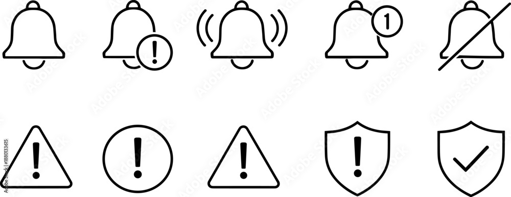 Notification Alert Icon Set Notification and alert icons set. Messages, warnings, confirmation and ...