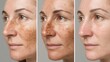 © LimeSky - Three images show the effects of treatment on skin issues like freckles pores dullness and wrinkles before and after