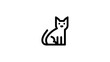 © mukha - Minimalist black outline cat icon sitting, simple feline pet illustration, vector graphic animal symbol on white background