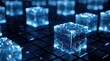 © wan - Luminous blue cubes hover above a dark tiled surface