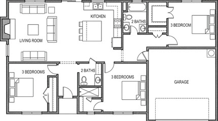 Naklejka na meble Modern home floor plan with 6 bedrooms and 4 bathrooms