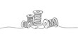 © Creative Tania - Spools of thread in one continuous line drawing vector illustration. one line Icon drawing with white background. Continuous one line drawing showcases spool of thread with thread unraveling.