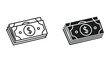 © JOSNA  - Stack of dollar bills icon in different style