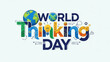 © Ahtasham - World thinking day colorful typography with globe and lightbulb