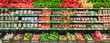 © Vladimir Razgulyaev - Supermarket showcase of vegetables and fruits. The department of fresh vegetables and fruits in the store, grocery merchandising. High quality photo