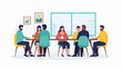 © yoyo - Diverse group of people in casual attire gather around a table