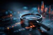 © Iftikhar alam - Exploring advanced SEO techniques with illuminated magnifying glass on digital circuit board displaying intricate data patterns