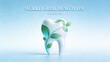 © SHEN - The combination of green leaf teeth elements interprets the concept of 'natural and healthy oral care' for World Oral Health Day and is suitable for health education materials.