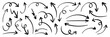 © Omnivía - Hand Drawn swirl or twist curved arrows vector. Collection doodle marker arrows in different directions. Black hand drawn doodle arrows vector illustrator.