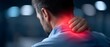© Vital Stock - Stressed man touching neck due to muscle pain, male adult with painful ache, health stress, sitting alone, office work injury, caucasian body, backache, shoulder, spine, medical concept, indoor.