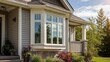 © TensorSpark - Exterior home renovation scene showing a bay window and siding repair, implying window replacement, trim work, and curb appeal upgrade.