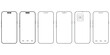 © pk bain - smartphone mockup with blank white screen in realistic, clay, flat vector, line style. outline mobile phone mockup front view. vector illustration
