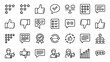 © Andrei - Customer feedback review line icons set. Satisfaction rating stars. Thumbs up. Testimonial chat bubble. Survey evaluation. Business quality service. Minimal outline style vector graphic