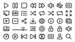 © Brianna - Video player line icons set. Streaming media interface controls. UI design kit. Play pause volume buttons. Multimedia app symbols. Digital web pictogram. Technology vector graphic.