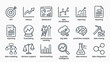© Chog - 18 Business Analytics Line Icons Set. Data Visualization. KPI Metrics. Dashboard Reporting. Forecasting. Performance Tracking. Big Data Mining. Predictive Analysis. Science. Intelligence
