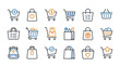 © Ruben - E-commerce shopping icons set. Vector retail symbols. Linear cart and bag illustrations. Modern outline design for web interface. Online store elements. Purchase, sale, market sign.