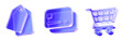 © StockStyle - Set 3D Glass shopping cart payment card and price tag icon isolated on transparent background, concept of online shopping ecommerce checkout and retail pricing. Transparent Liquid Glass icon. 3D rende