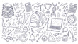 © Salma - Detailed Hand Drawn School Education Doodle Pattern Vector Collection Science Math Art Symbols