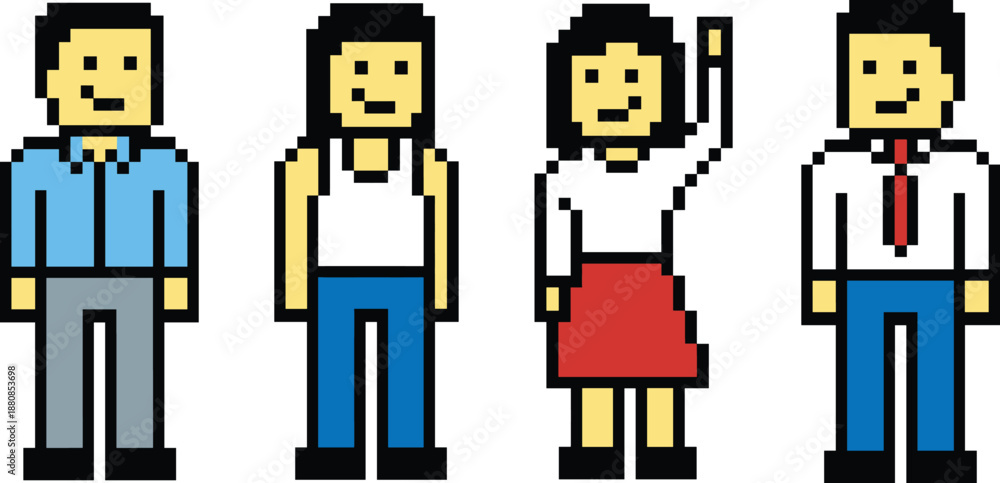 pixel art people characters illustration, male and female avatars ...
