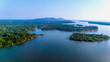 © FireFXStudio - Mesmerizing aerial view of the Kavvayi backwaters and island network near Payyanur, the largest backwater lake in North Kerala.
