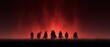 © Napat.T - Minimalist Silhouettes of Characters Against a Fiery Red Background