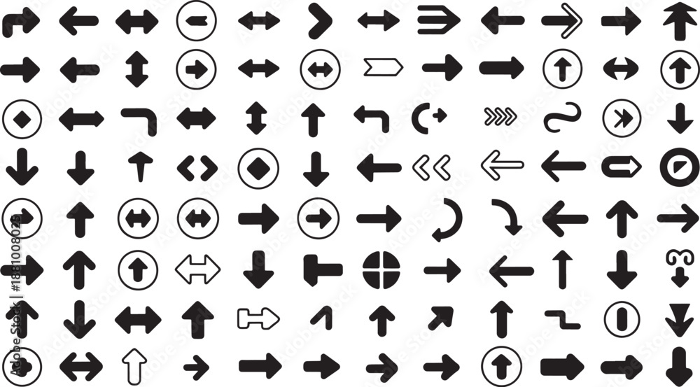 Mega collection of black arrow icons and directional symbols, various ...