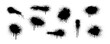 © liubomir118809 - Set of black spray paint splatters and dripping ink stains isolated on white background, ideal for urban grunge and street art designs.