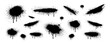 © liubomir118809 - Collection of black spray paint splatters and drips. Grunge graffiti ink blots and stains isolated on white background.