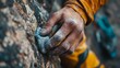 © Francheska - hands of a person climbing a stone wall generative ai