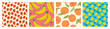 © Anastasiia Hevko - Colorful crayon fruits seamless pattern collection. Hand drawn funky and playful food seamless backgrounds. Summer tropical fruit wrapping paper print set. Wallpapers with banana, strawberry, lemon.