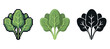 © supplement - Stylized spinach icons: pixel art, minimalist design, and black silhouette