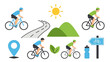 © Mark - Cycling journey: flat style bikers, road, and nature elements