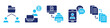 © saedesignn - file management icon set. for digital documents. icon set contain files exchange, freelancer, printer, virtual assistant, file transfer. simple vector glyph duotone illustration.