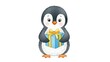 © JS.STOCKS - Adorable Penguin Holding Gift Box Illustration.