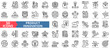 © Uniconlabs - product innovation icon set outline style illustration. containing idea generation, market research, user feedback, design, cost, product testing, creative thinking, customer needs, value proposition