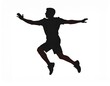 © Vita - Silhouette of a Man in Mid-Air, Arms Outstretched, Demonstrating Athleticism and Movement.