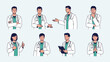 © ARINAFIKA - A professional set of medical avatars featuring a group of doctors and nurses in uniform with stethoscopes and computers representing healthcare people working as a team in a hospital