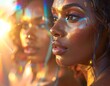 © gurem - A close-up of two women's faces with bright light reflections