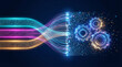 © AucArtStudio - Agentic ai workflow artificial intelligence technology automation glowing data stream merges with digital gears futuristic creative concept