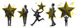 © ink drop - Halftone graphic collage of business person with large star representing quality service and customer review