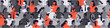 © Paper Trident - Abstract red people stand out from the grey crowd. Concept of diversity. Banner with silhouettes of diverse men and women. International group, multiethnic society in profile. Flat vector illustration