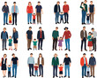 © Authentic - Flat Minimalist Illustrations of Diverse Family Groups and Parent-Child Relationships in Casual Style