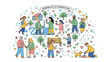 © Bilal - Diverse people performing random acts of kindness illustration for Random Acts of Kindness Day concept community support and connection