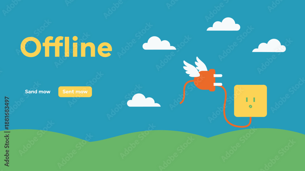 Offline Connection Lost Screen. Creative Flat Vector Error Page ...