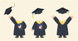 © flat_0 - Graduation gown characters for kids face-in-hole template, preschool and elementary school celebration