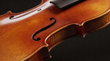 Close-up of Brown Violin Body with F-Hole and Fingerboard Angle