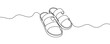 © Viktoriia - Sandals in one line art style. Summer footwear drawing with editable black stroke on white background. Vector illustration.