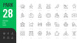 © Vectuz - Park Line Editable Icons set. Vector illustration in modern thin style of outdoor related icons: picnic, camping, hiking, and more. Isolated on transparent background.